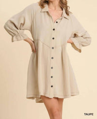 Umgee - Dreamer Washed Button Down Mini Dress