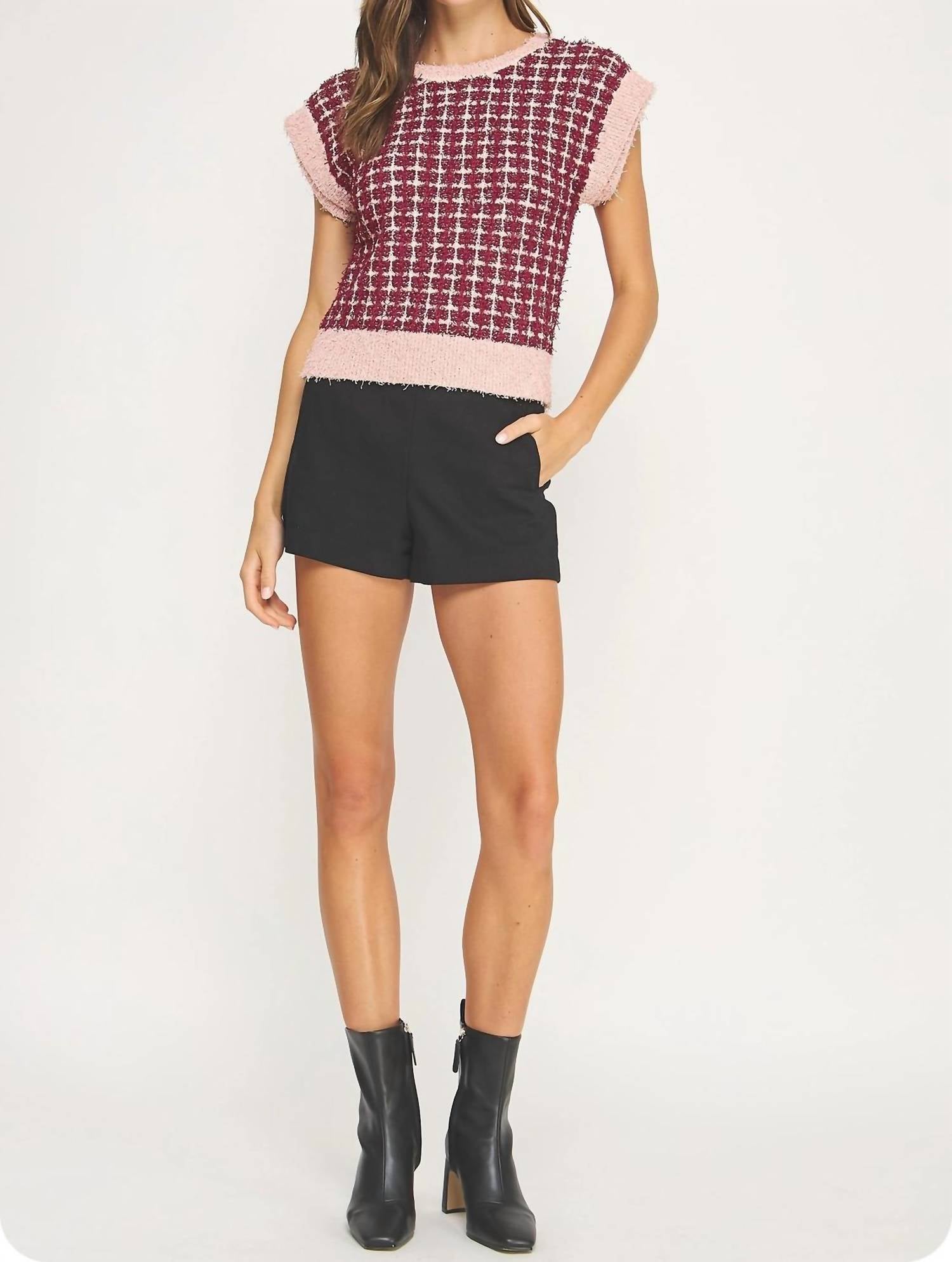 Strut & Bolt - All Yours Check Tweed Knit Sweater