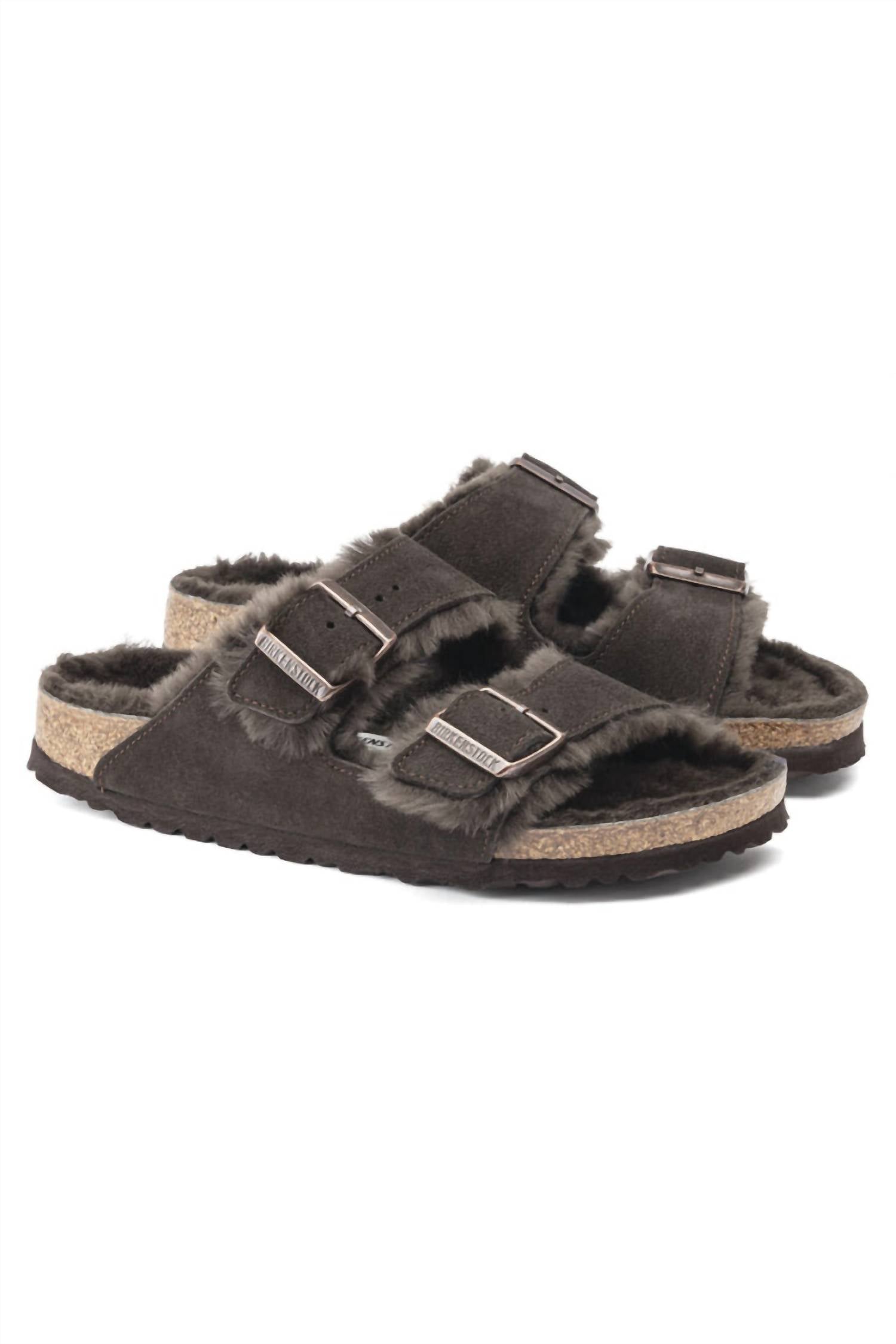 BIRKENSTOCK Unisex Arizona Shearling Suede Leather Sandals in mocha - women's sandal - view 4