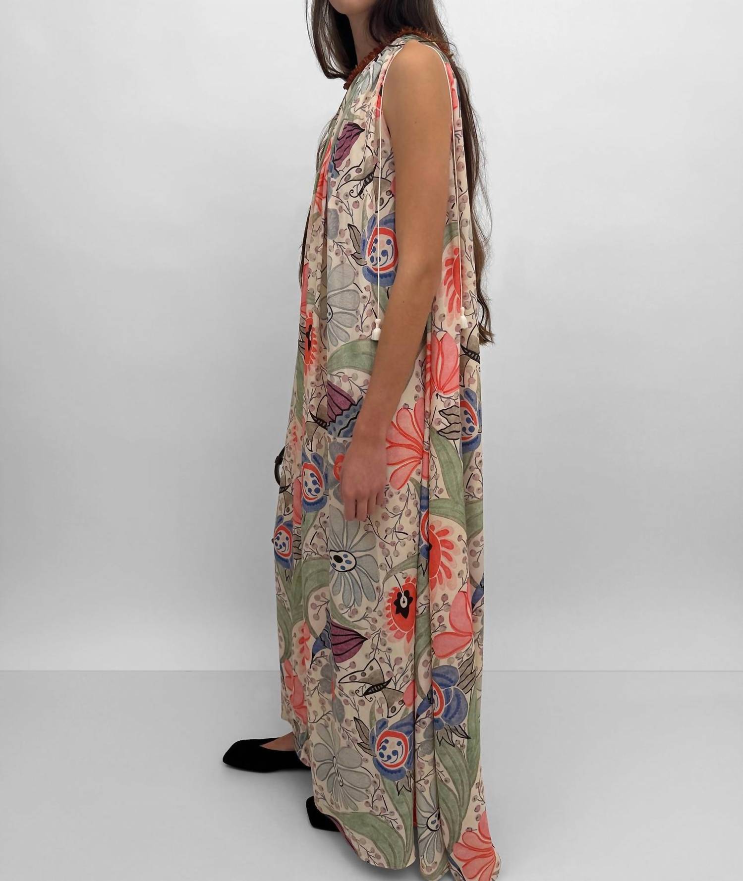 Rodebjer Lobelia Dress in coral multi - women's dress - detail view