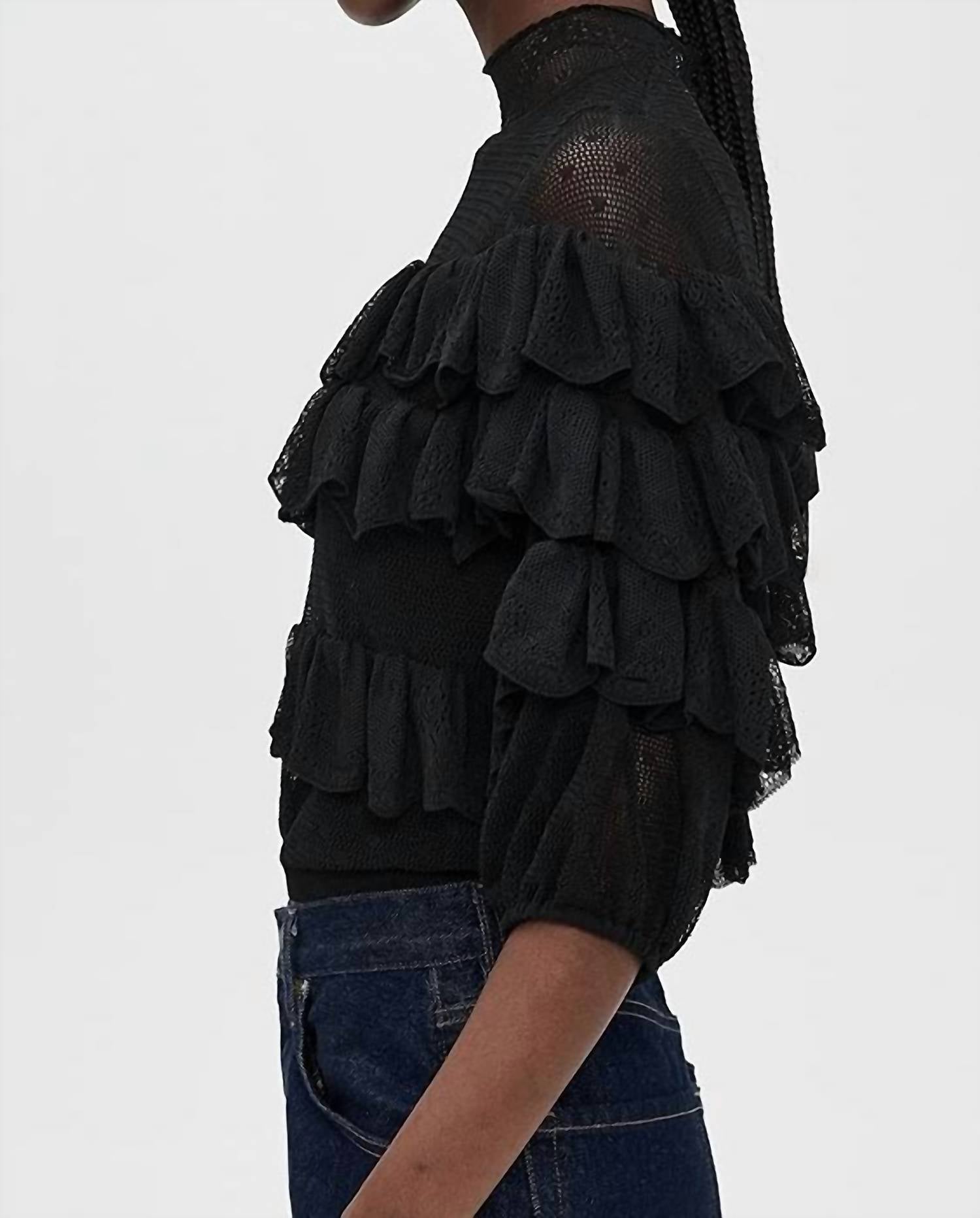 Ulla Johnson - Corinna Mock Neck Tiered Ruffle Top