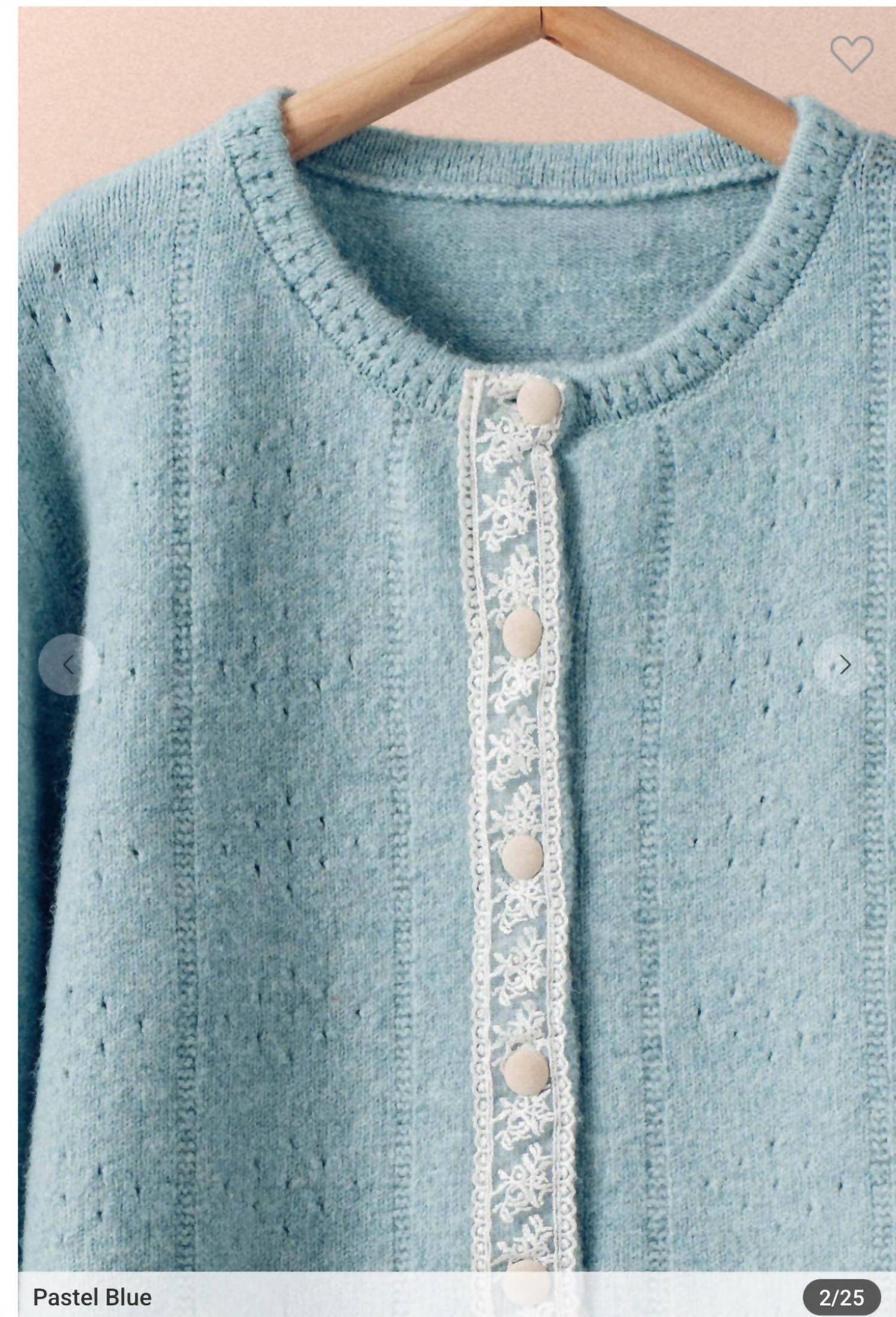 1 The Woman - Lace Trim Wool Blend Cardigan
