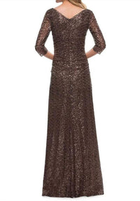 La Femme - Ruched Sequin Gown