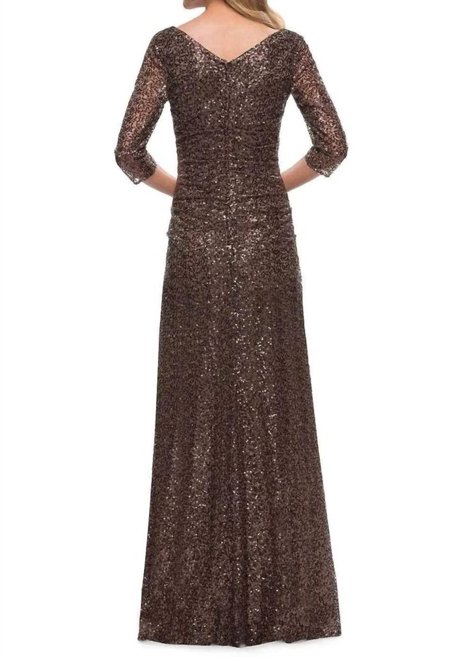 La Femme - Ruched Sequin Gown