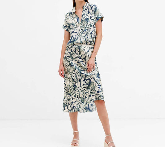 Go By Go Silk - Bias Leaf Print Midi Skirt