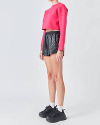 Grey Lab - Faux Leather Diamond Stitch Shorts