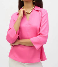 Joseph Ribkoff - Linen Boxy Top With Shirt Collar
