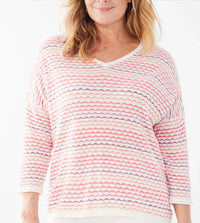 Fdj - 3/4 SLEEVE V-NECK SWEATER