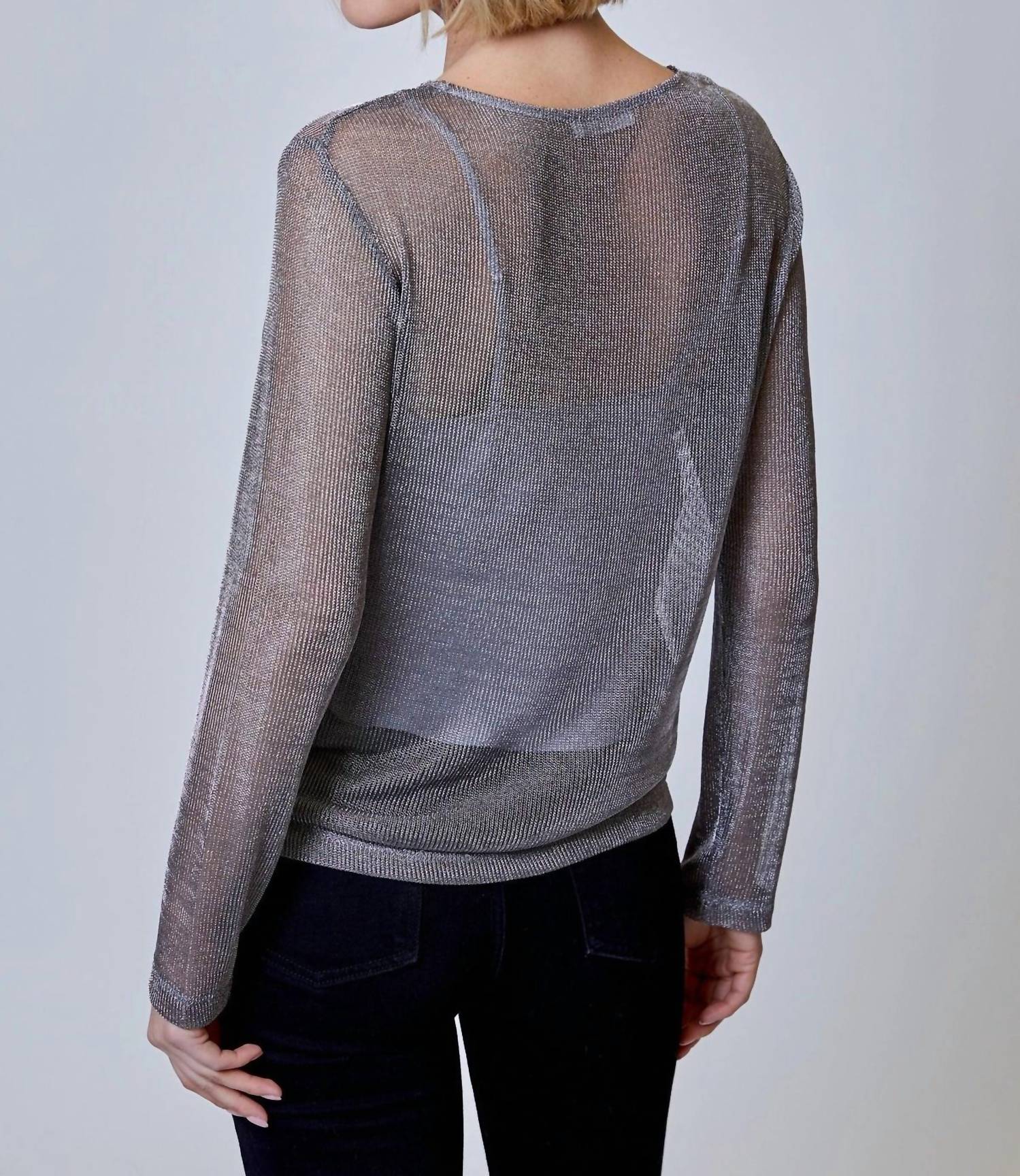 Design History - Metallic Long Sleeve Mesh Top
