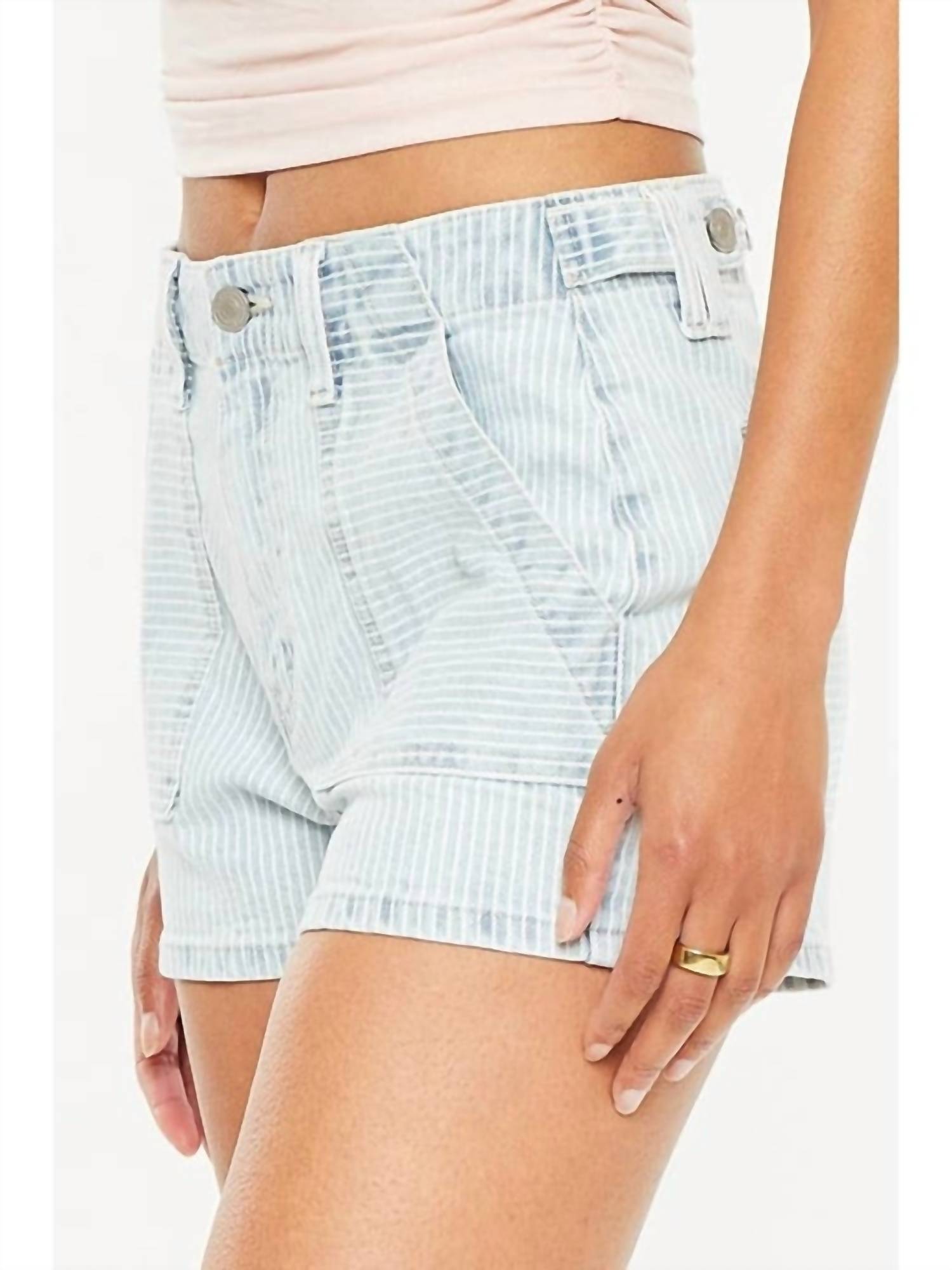 Kancan - High-rise Striped 90’s Boyfriend Shorts
