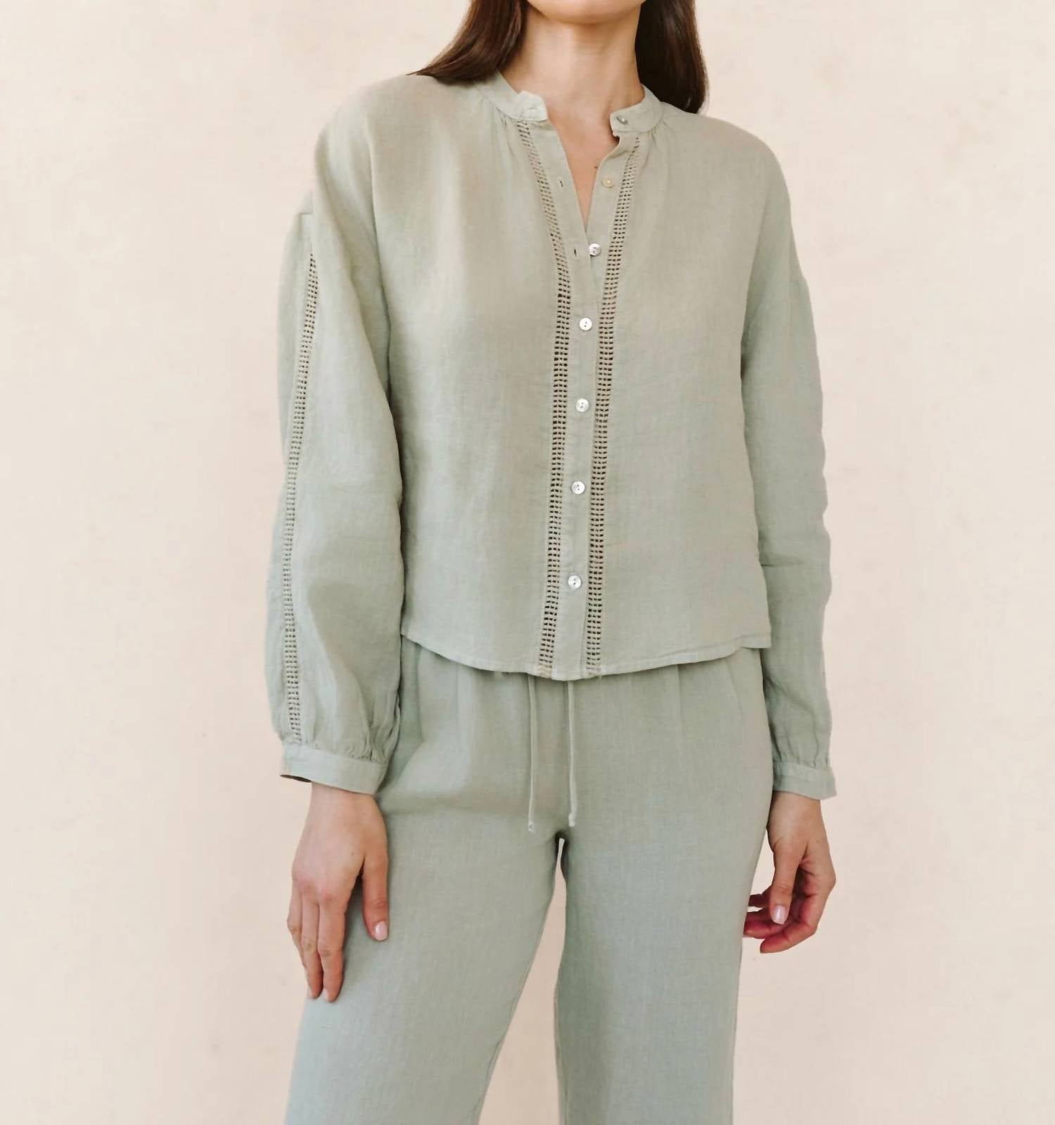 Bella Dahl - Mandarin Collar Trimmed Top
