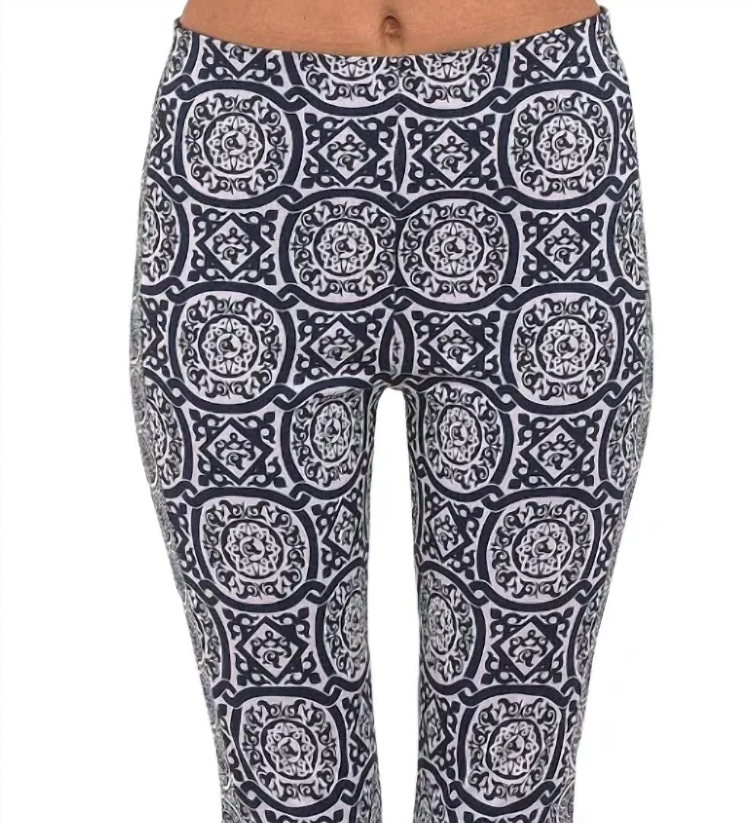 GRETCHEN SCOTT Gripeless Pull On Pants in sultan s dining room navy white - women's pants - alternate view