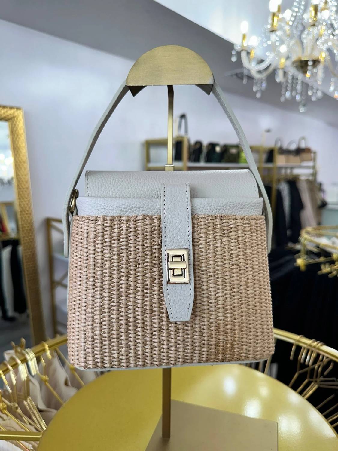 Belle D'Amour - Women's The Mini Raffia Leather Handbag