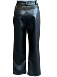Glam - Women's High-waisted Faux Leather Pants