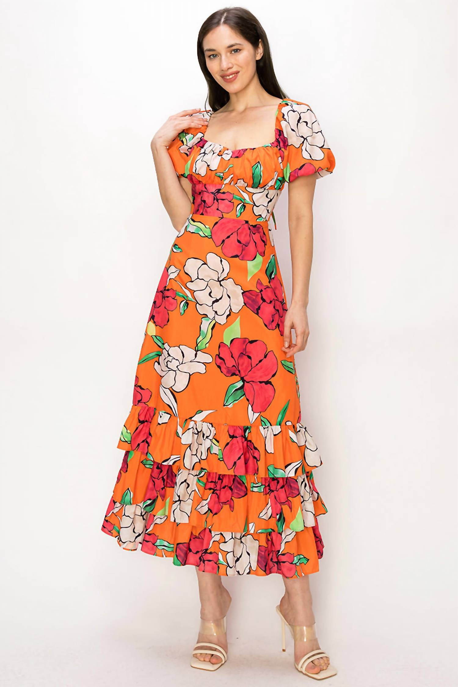 Ina Fashion - Open Back Ruffle Maxi Dress