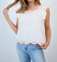Fate - Contrast Detail Jacquard Ruffle Top