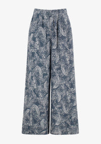 Miou Muse - Leaf Print Faded Effect Pants
