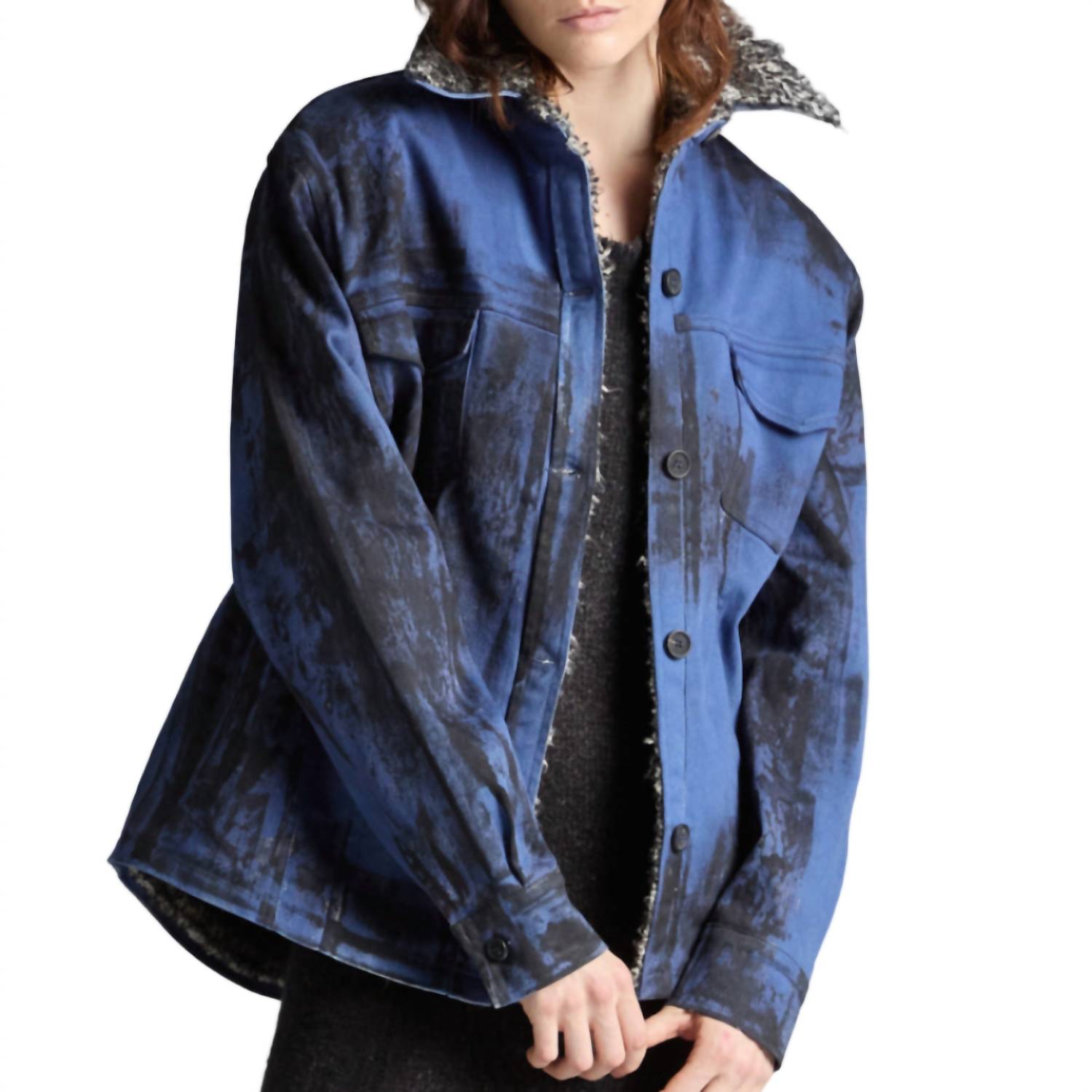 Avant Toi - Jean Shirt Jacket with Trim
