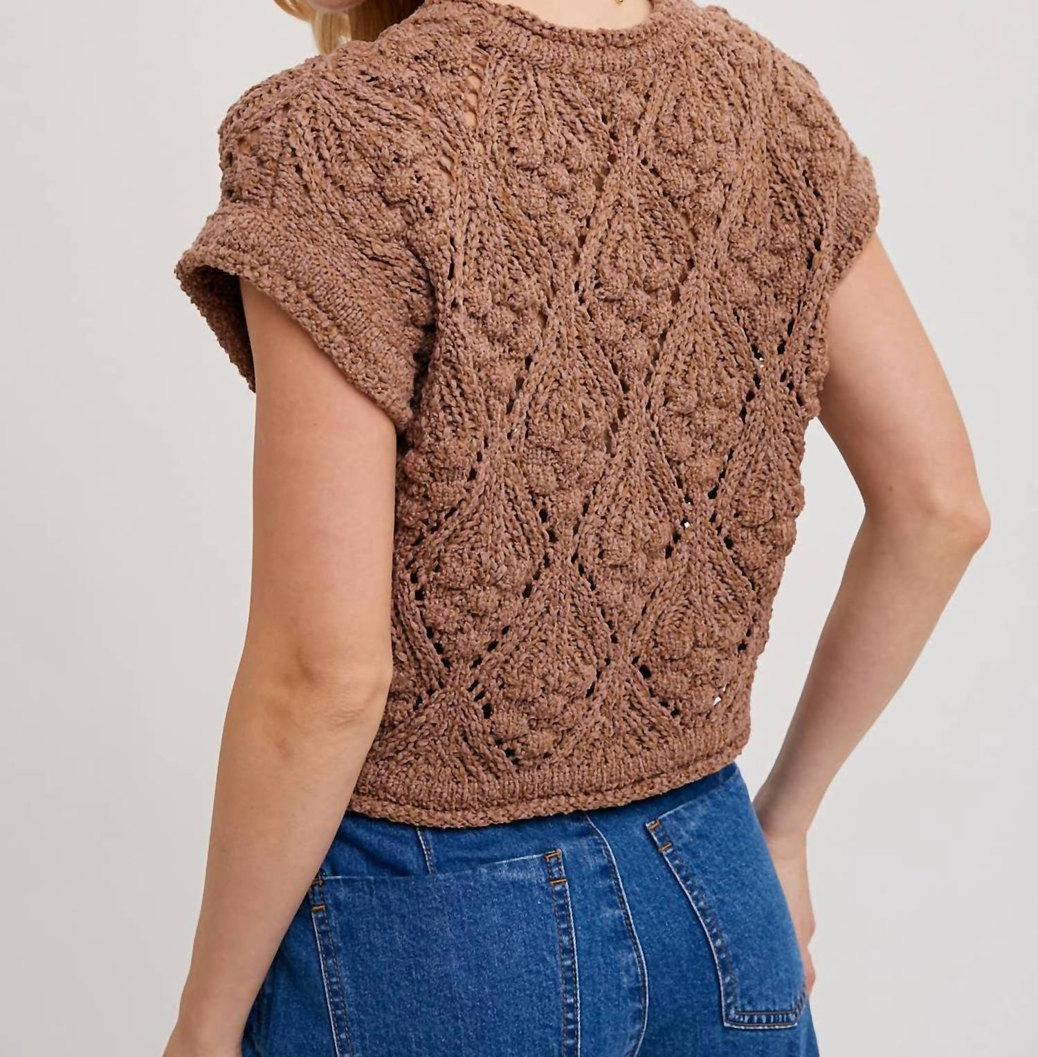 Bluivy - Short Sleeve Cropped Knit Sweater