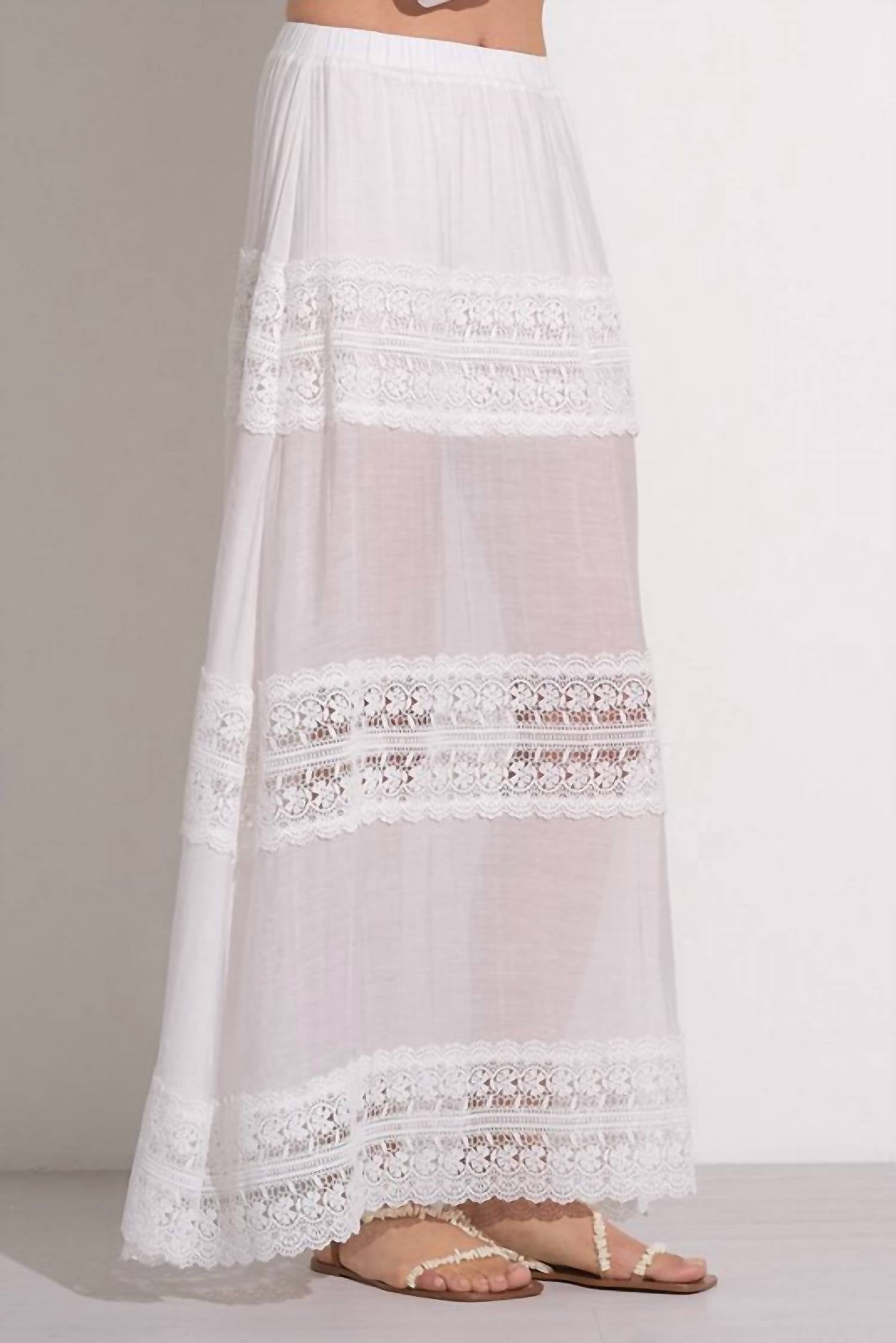 Elan - Crochet-lace Tiered Maxi Skirt