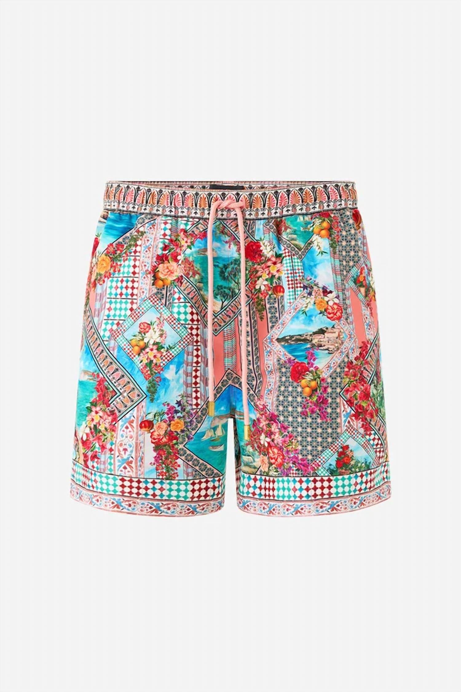 Camilla - Elastic Waist Mid Length Boardshorts