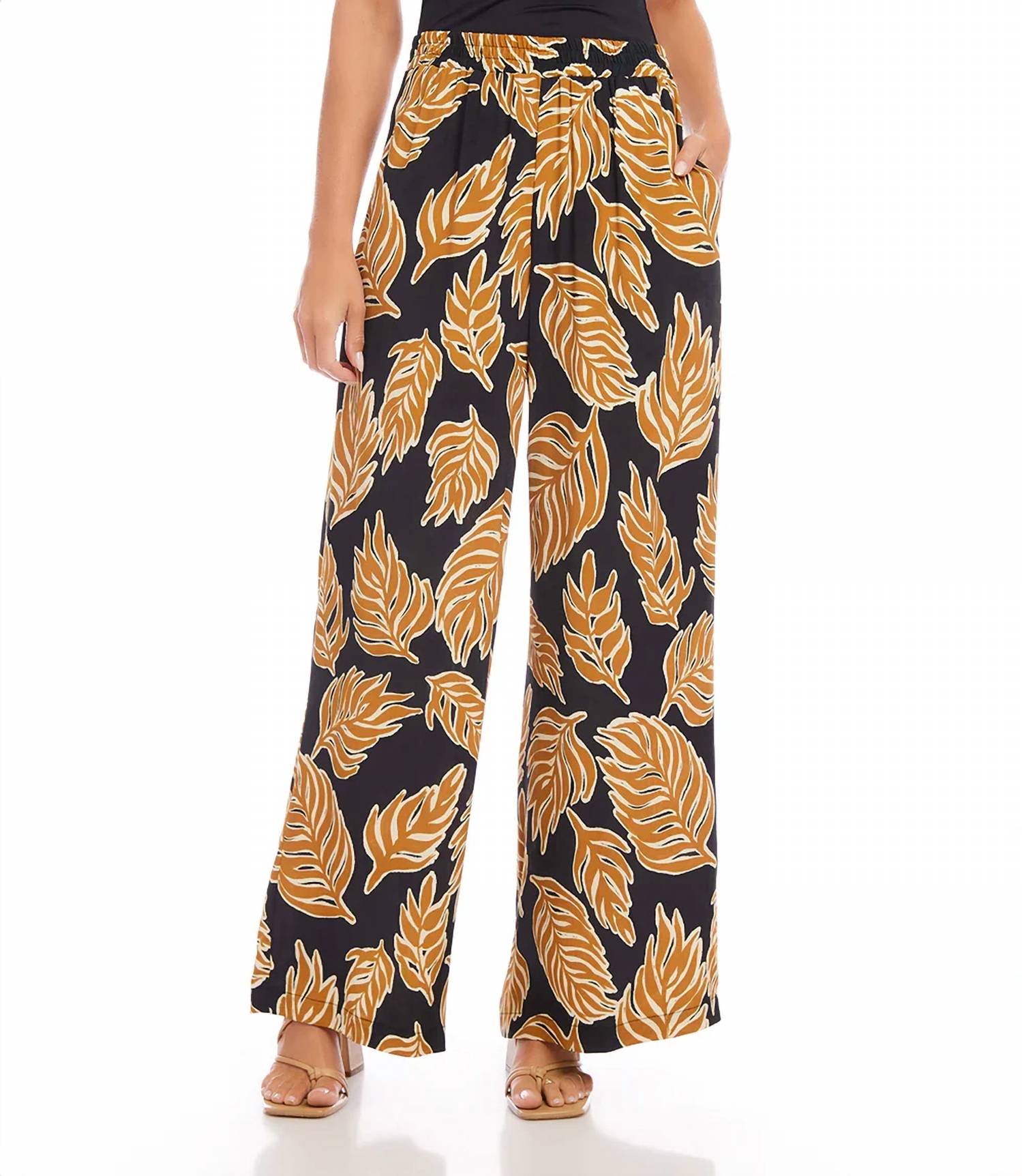 Karen Kane - Paula Palm Leaf Print Wide Leg Pants