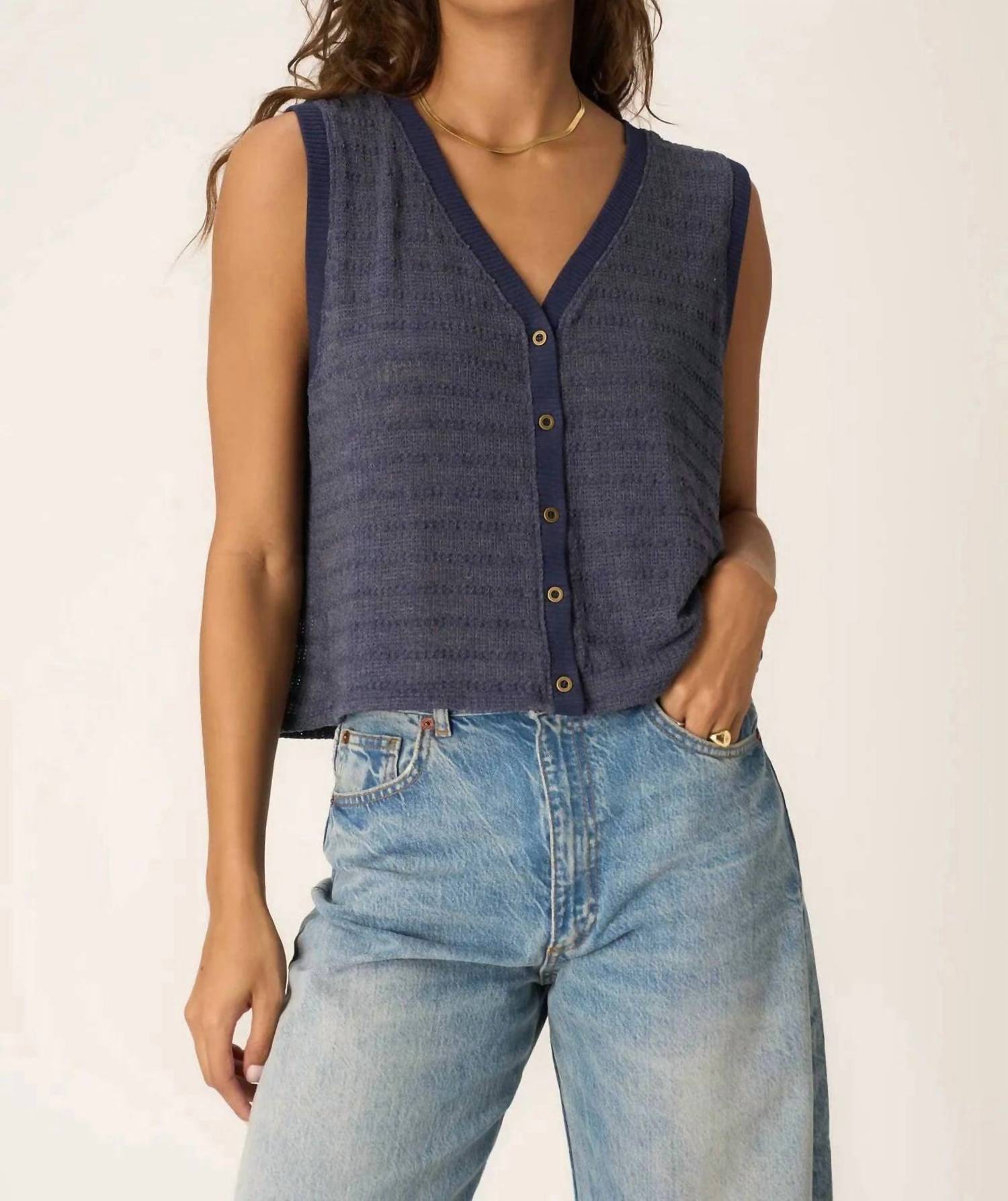 Project Social T - Viva Button Front Sweater Tank Top