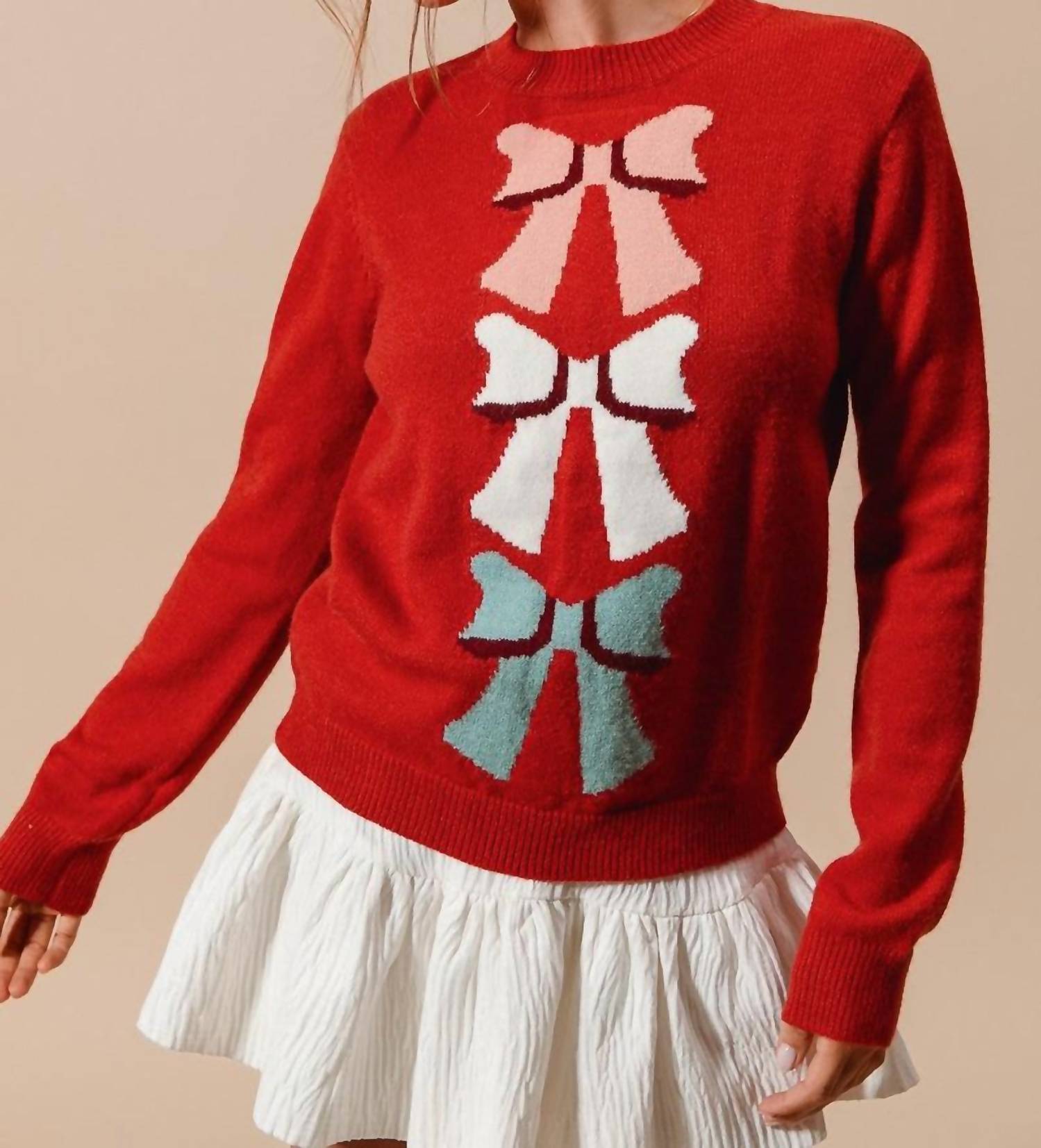 So Me - Bow Ribbon Knitted Sweater