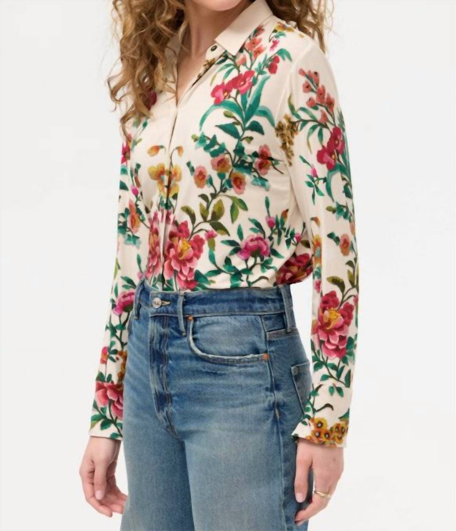 Johnny Was The Janie Favorite Button Front Shirt in miraze - women's shirt - detail view