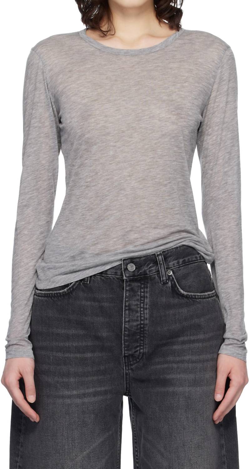 ANINE BING Sylvie Long Sleeve Tee in grey - women's long sleeve top