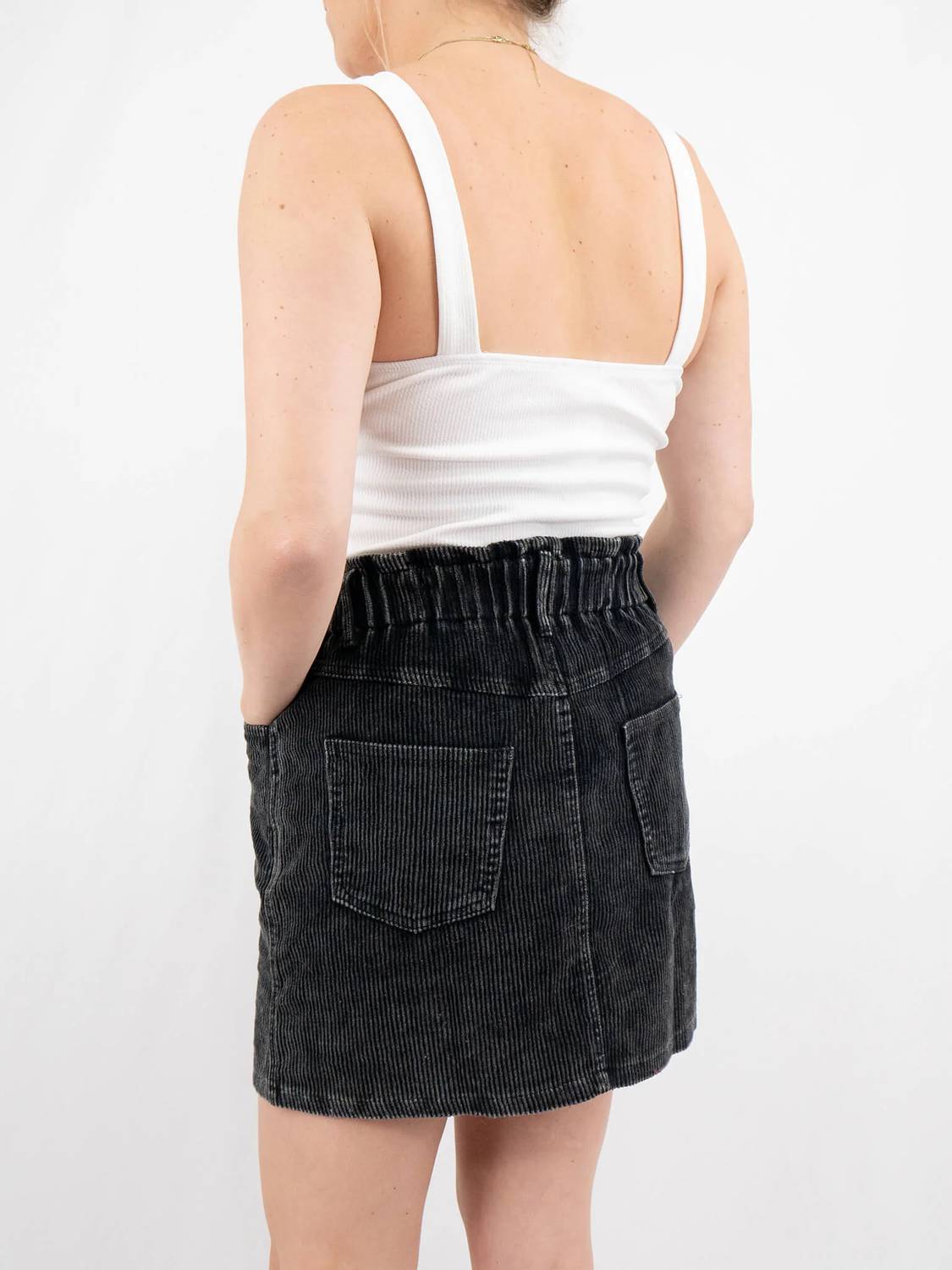 She + Sky - Corduroy Paper Bag Skirt