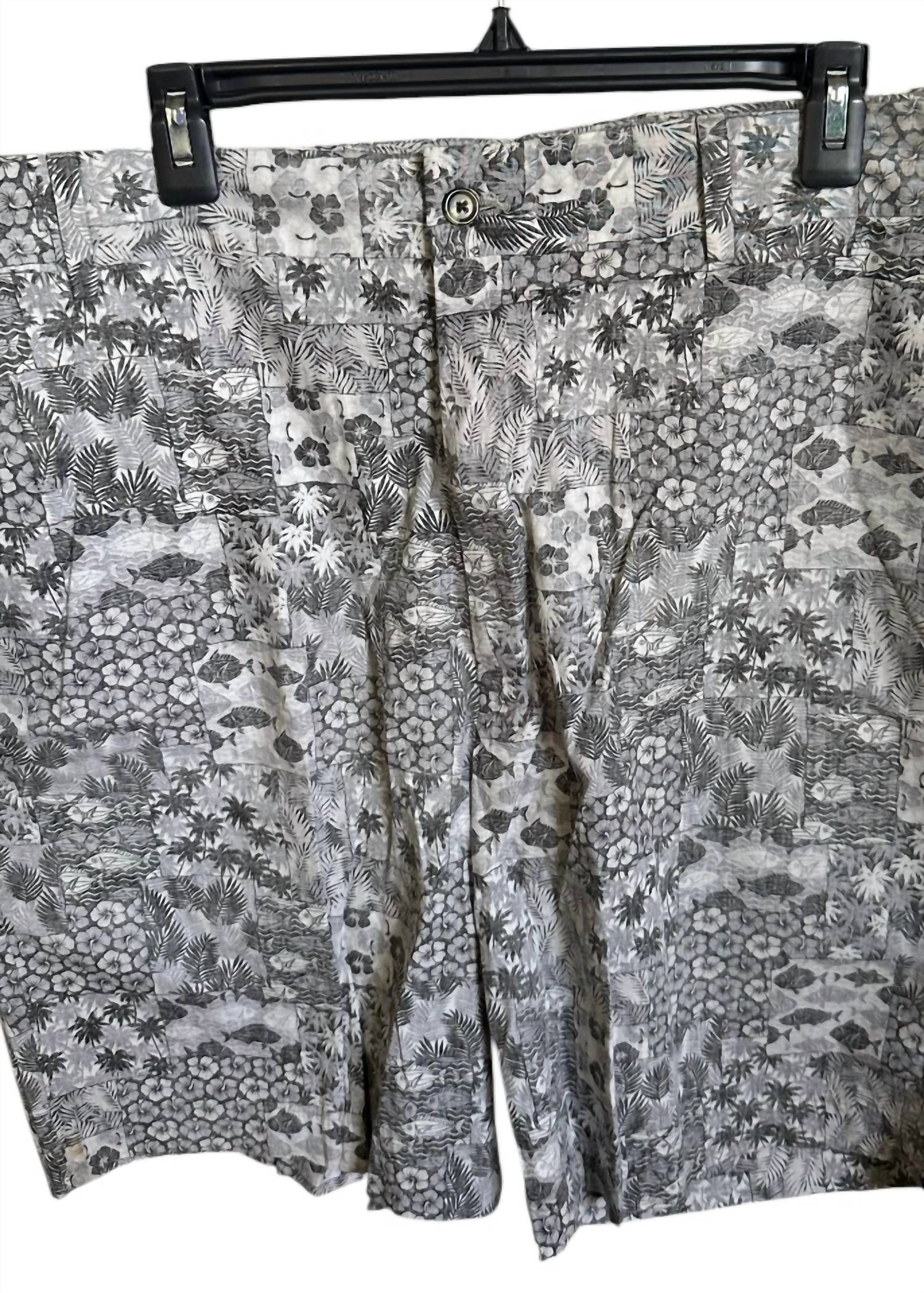Charleston Khakis Men's Floral Shorts in black white - men's shorts - detail view
