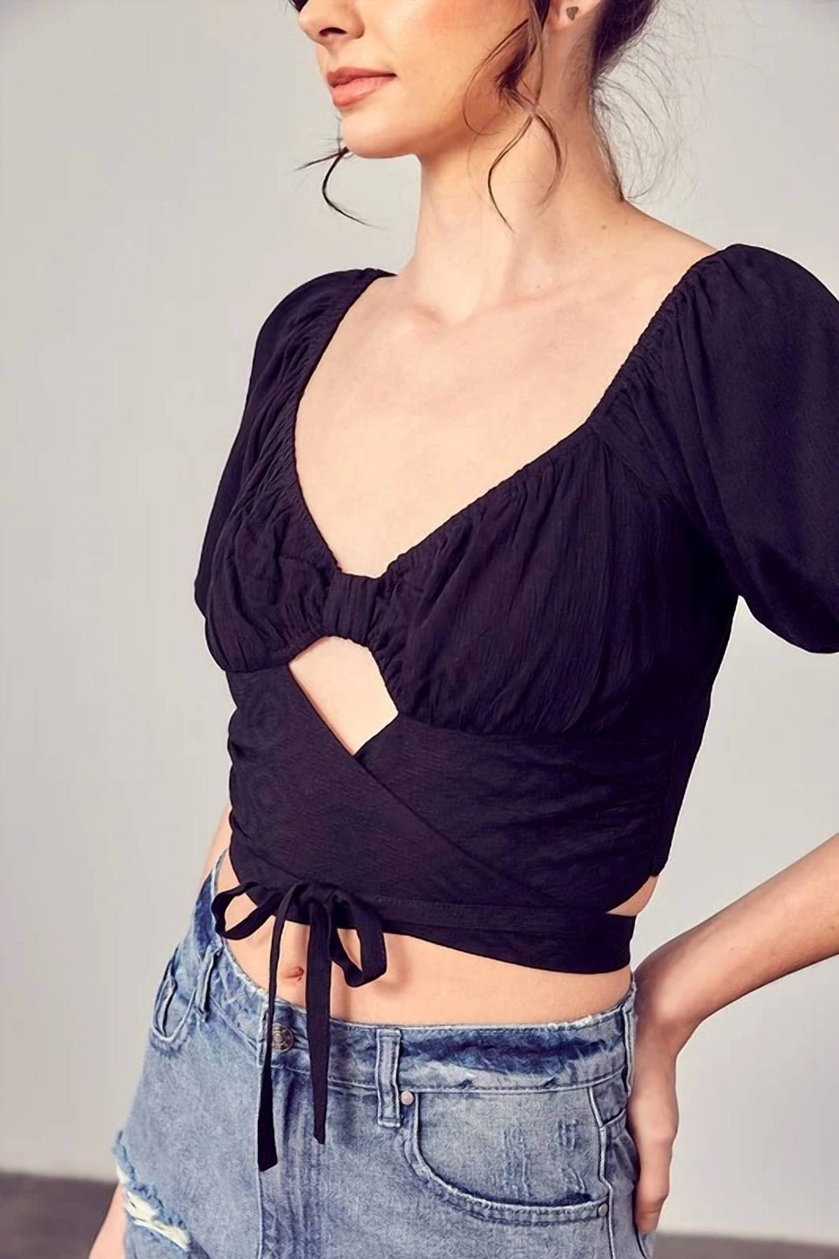 Mustard Seed - Cropped Woven Blouse