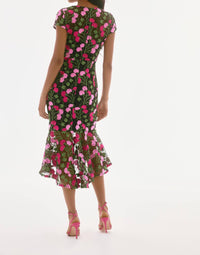 Joseph Ribkoff - Floral V-neck Midi Dress
