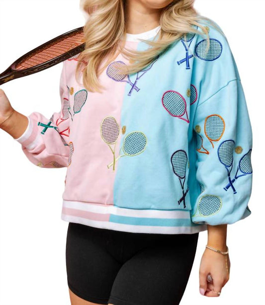 Queen Of Sparkles - Colorblock Tennis Sweatshirt