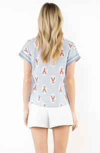 Thml - Lobster Print Gingham Trim Top