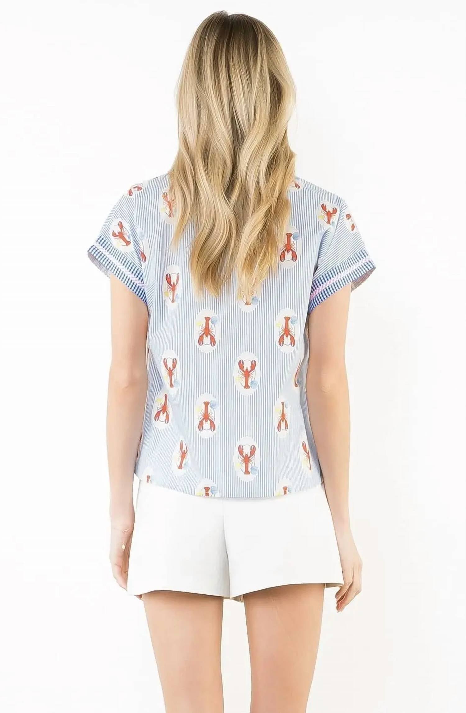 Thml - Lobster Print Gingham Trim Top
