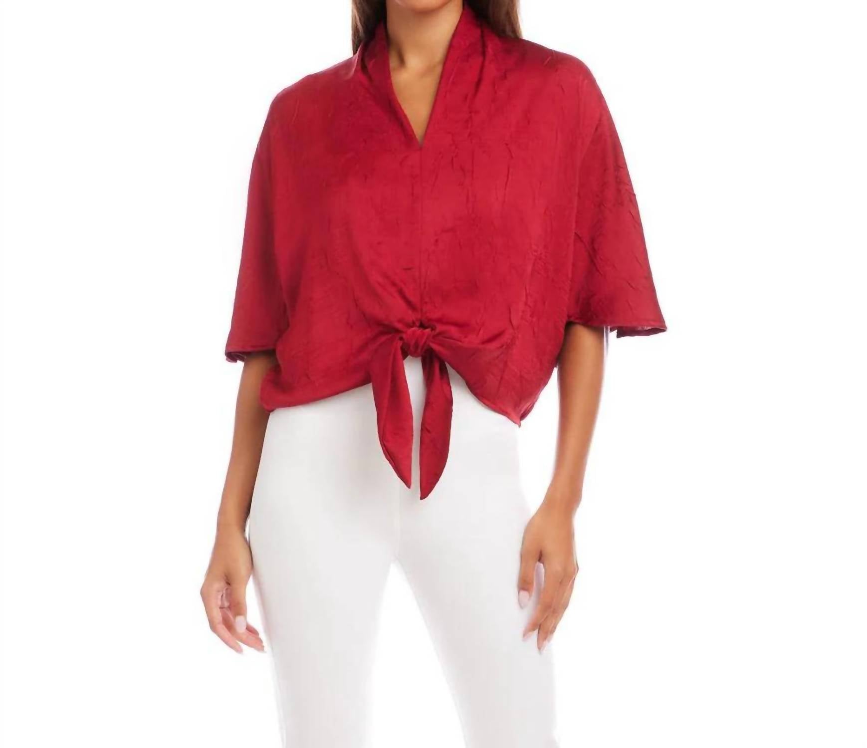 Karen Kane - Flare Sleeve Tie-Front Top
