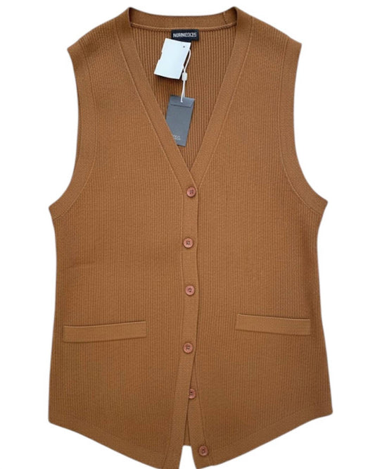 Minnie Rose - Women's Viscose Ribbed Vest With Pockets