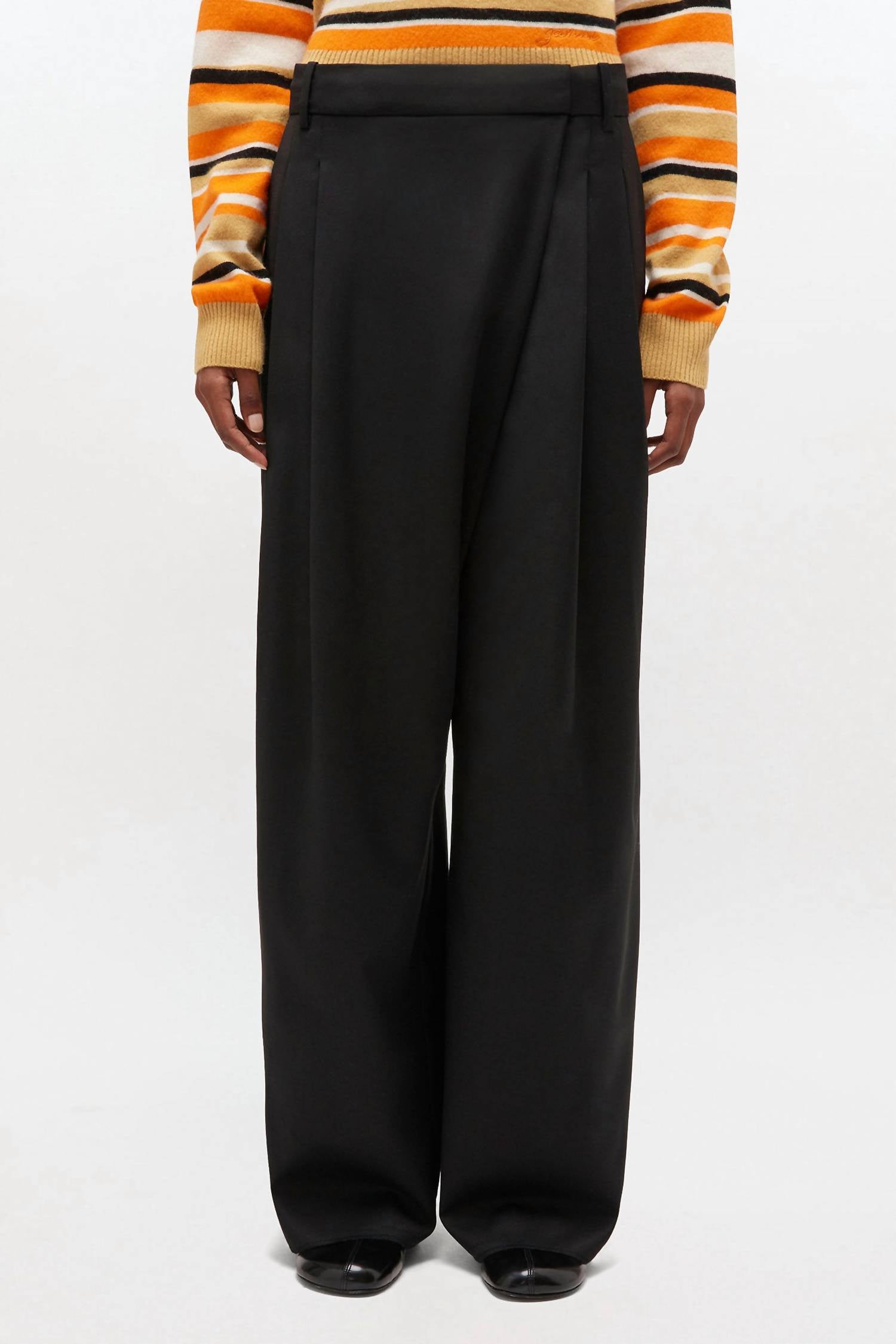Ganni - Calendered Wool Mid Waist Pants