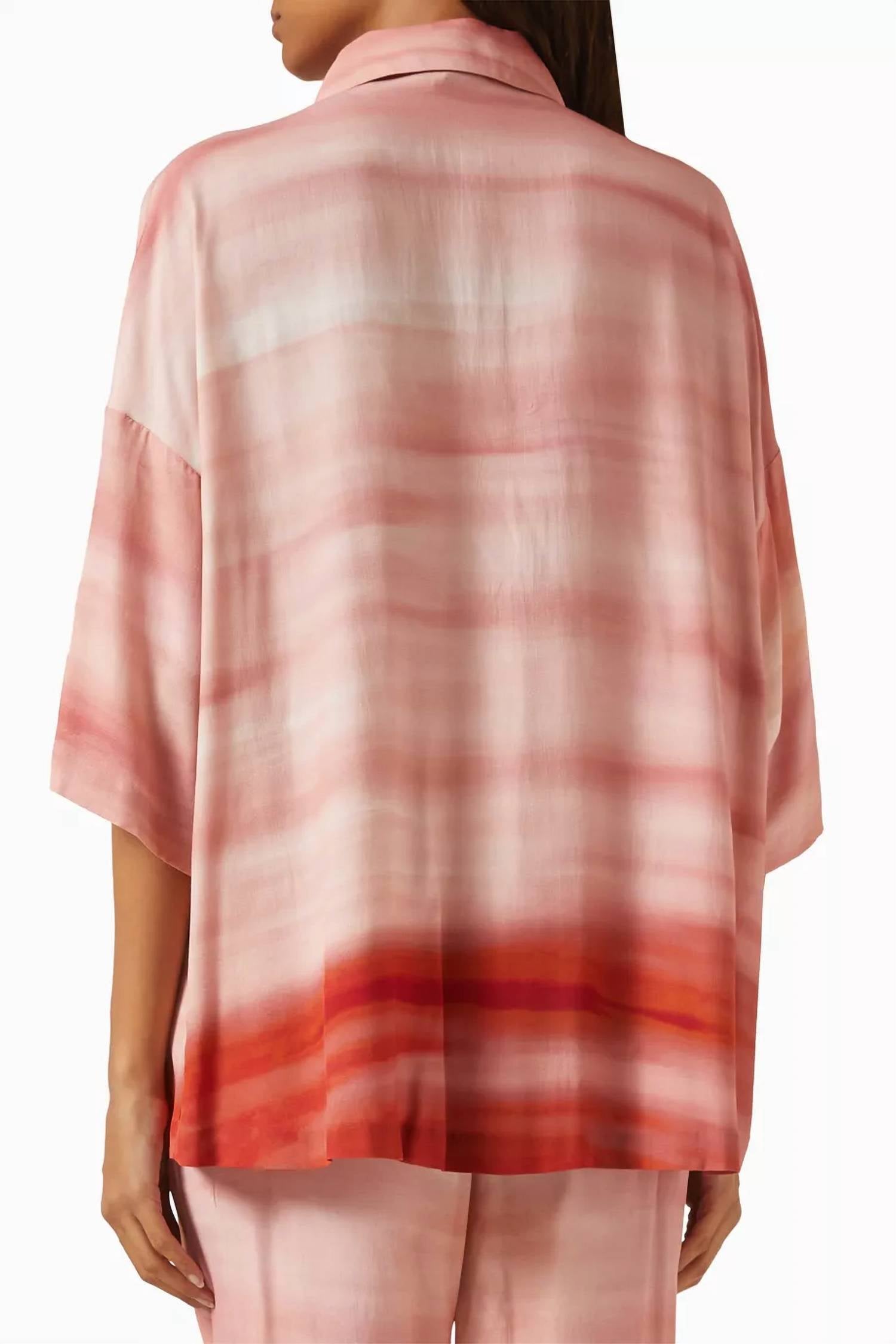 HEMANT & NANDITA Oversized Shirt Top in multi - women's t-shirt - detail view
