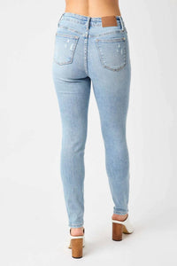 Judy Blue - Mid Rise Tummy Control Destroy Skinny Jeans
