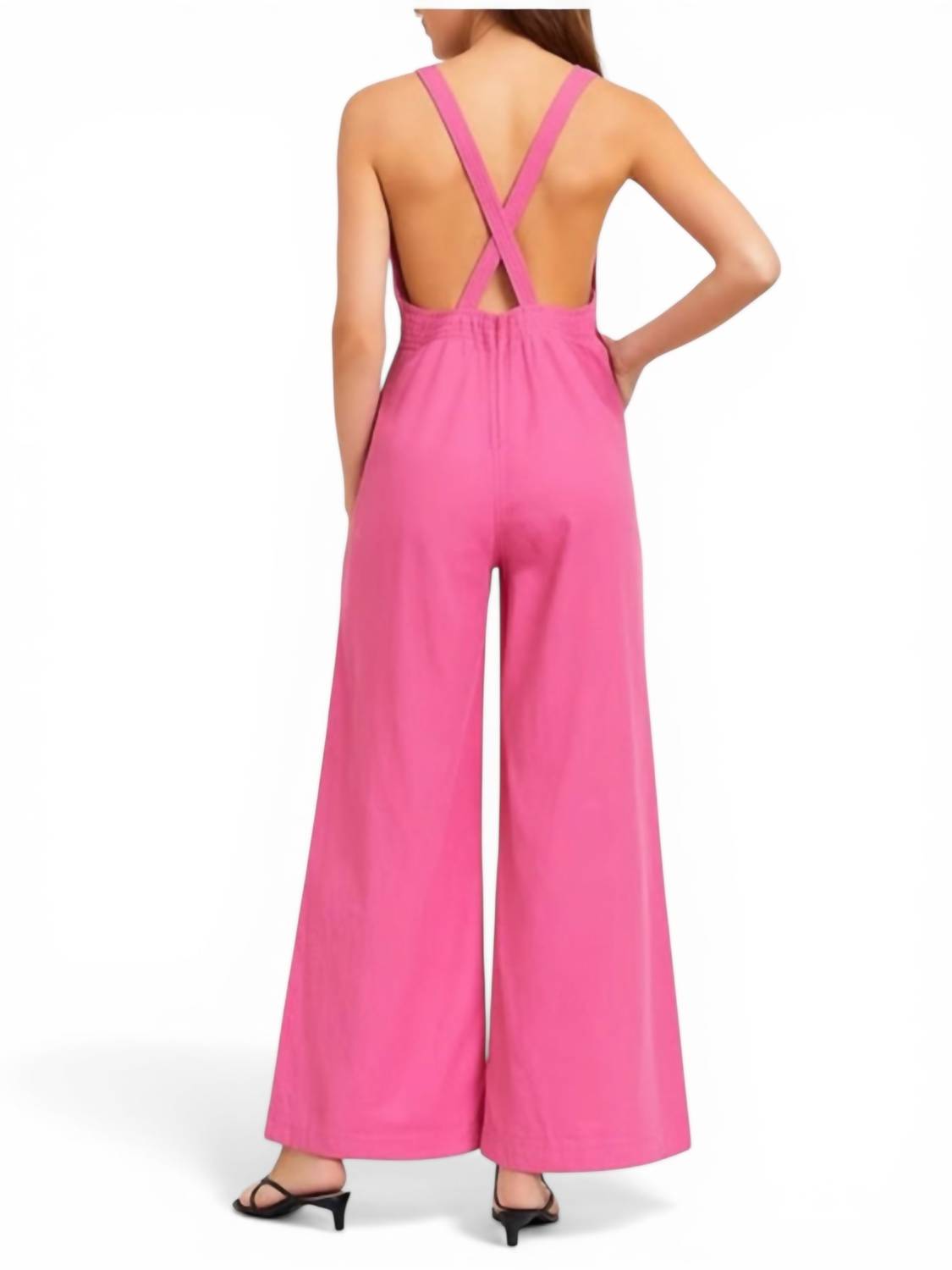 ROLLA'S Alice Linen Overalls in hot pink - women's pants - detail view