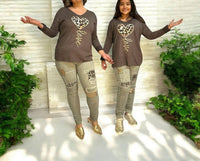 Made In Italy - Ultra Soft Wild Love Fleece V-neck Top