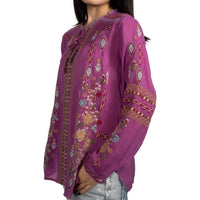 Johnny Was PAULINA SHIRT ELI in purple wine - women's blouse - detail view