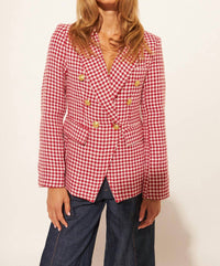 John + Jenn - Cherry Houndstooth Blazer
