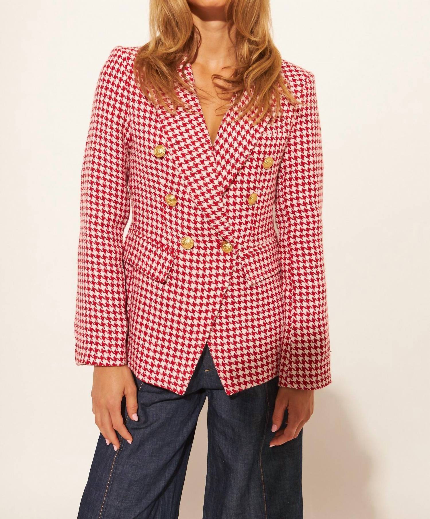 John + Jenn - Cherry Houndstooth Blazer