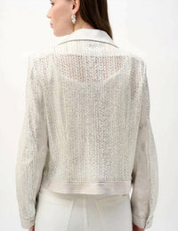 Joseph Ribkoff - Foiled Faux Suede Moto Jacket