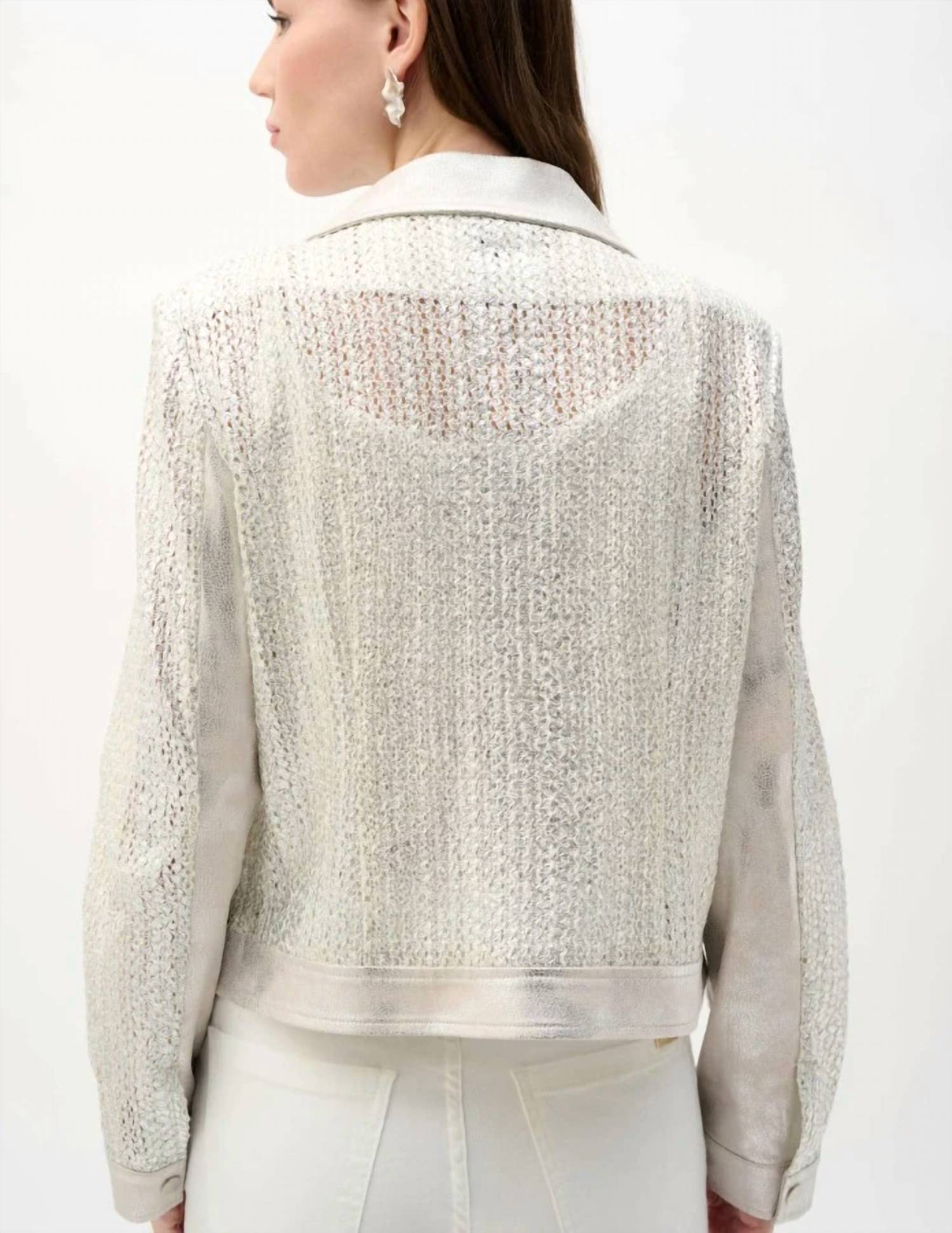 Joseph Ribkoff - Foiled Faux Suede Moto Jacket
