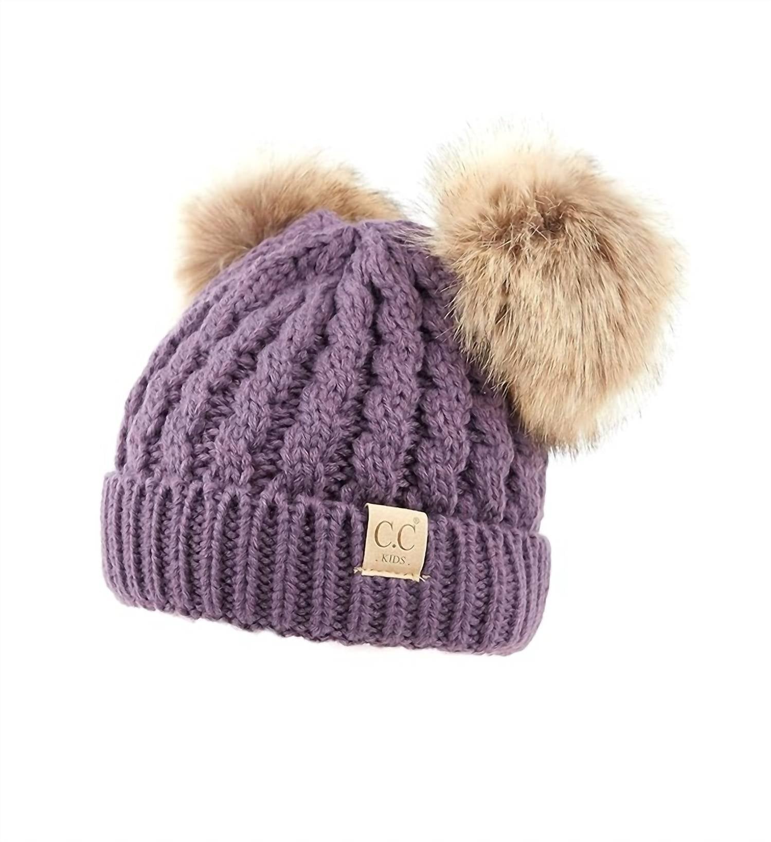 C.C Beanie - Kids Double Fur Pom Beanie